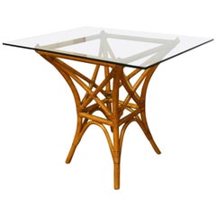 Vintage McGuire Style Bamboo Rattan Dining Table