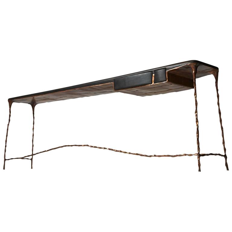 Copper and Oak Console For Sale at 1stDibs
