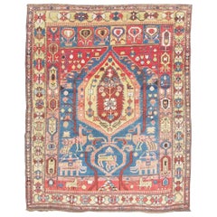 Used Caucasian Blue and Red Shirvan Rug, c. 1900