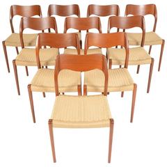 Set of Ten Møller Model 71 Teak Dining Chairs