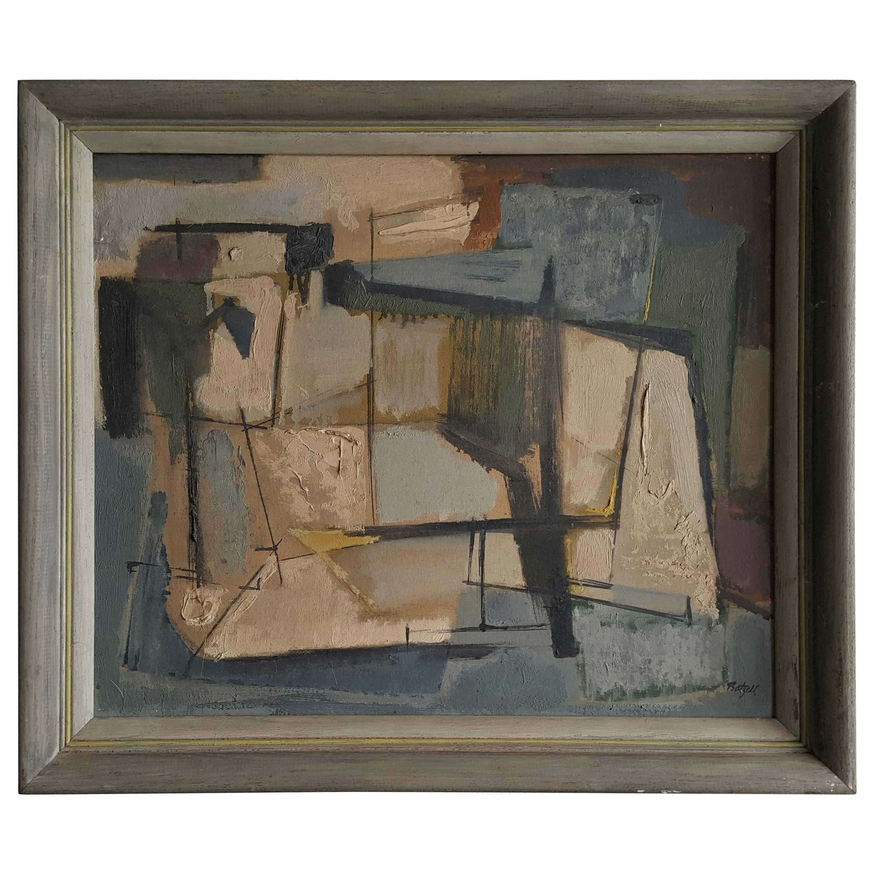 Mid-Century Modern Abstract Oil Painting, Edgar A. Batzell