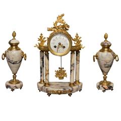French 19th Century Marble and Ormolu Clock Garniture