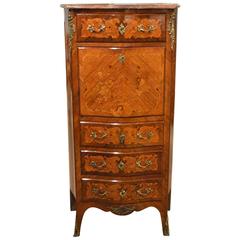 Rosewood and Marquetry Inlaid Louis XVI Style Secretaire Abattant