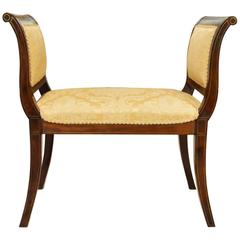 Mahogany and Brass Inlaid Late 19th Century Antique Window Seat