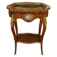 Antique French 19th Century Kingwood Jardiniere with Sevres Plaques