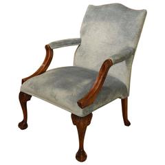 Mahogany Edwardian Period Chippendale Style Open Armchair
