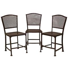 Antique Set of Three "Rothschild" Iron Chairs from Arras, France, circa 1920s