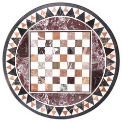 19th Century Italian Pietra Dura Specimen Marble Chess Board Tabletop