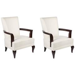 Pair of Pascaud Style Mahogany High Back Open Armchairs 9