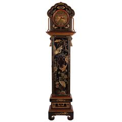 Longcase Clock in Japonisme Style, Painted Wood, France, circa 1920