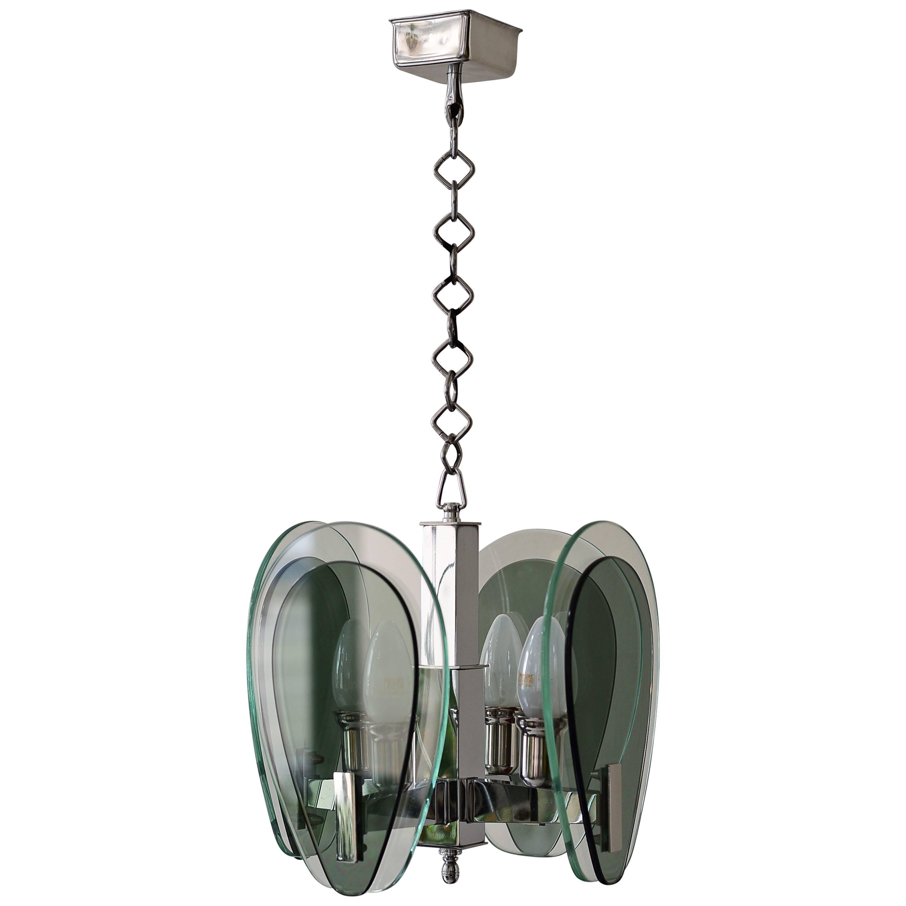 Lampe à suspension en verre dans le style de Fontana Arte