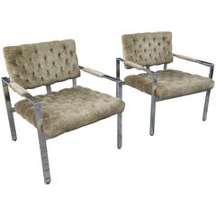 Milo Baughman Open Armed Lounge Chairs for Thayer Coggin