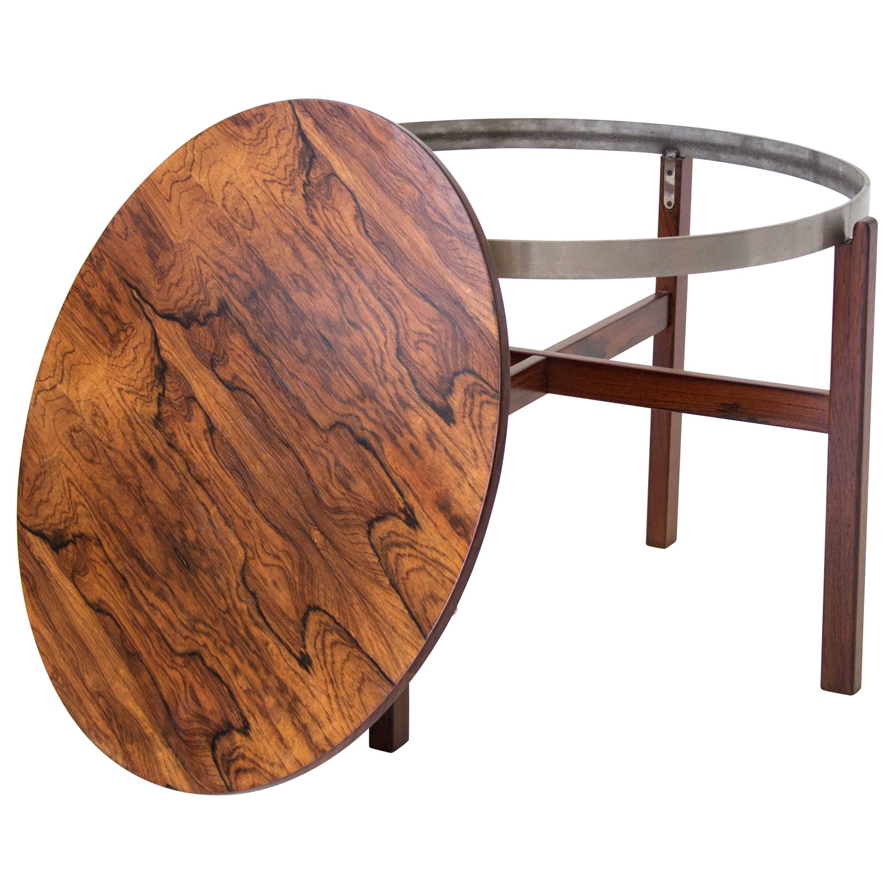 Round Rosewood Side Tray Table