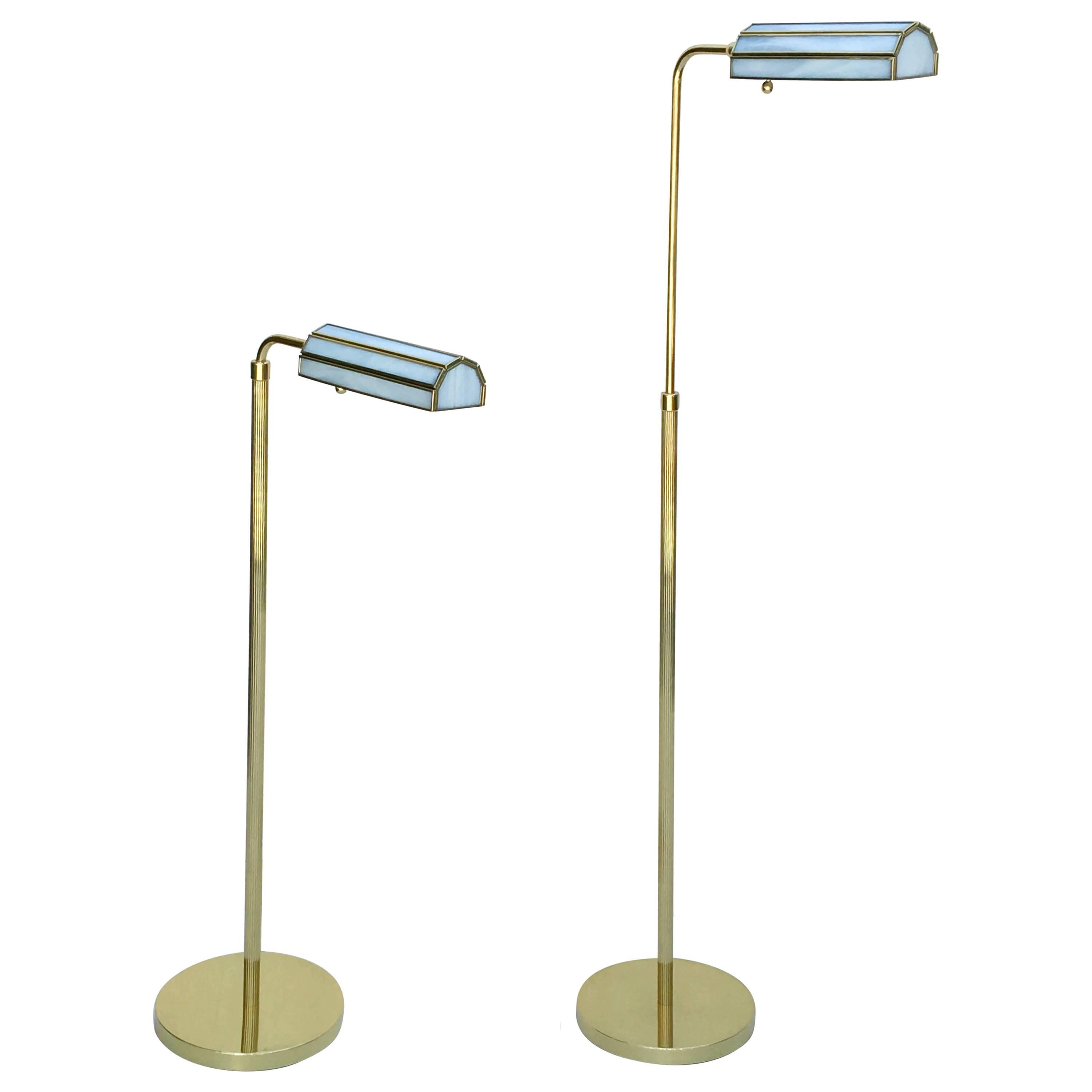 Pair of 1970s Adjustable Brass Floor Lamps