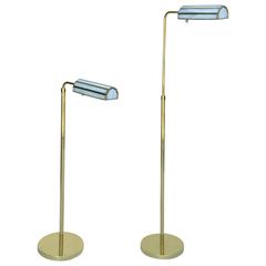 Pair of 1970s Adjustable Brass Floor Lamps