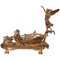 Mid-20th Century Gilt Bronze Ormolu Angel on Chariot