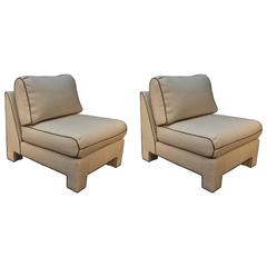 Pair of Upholstered Billy Baldwin Slipper Chairs