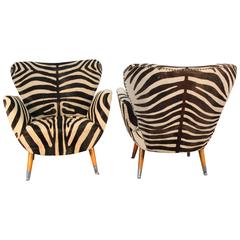 Incredible Pair of Zebra Print Cowhide Chairs