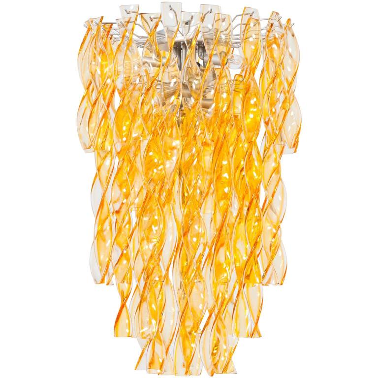 Italian Venetian Orange Murano Glass Chandelier Circa 1970s For Italian Venetian Orange Murano Glass Chandelier Circa 1970s For