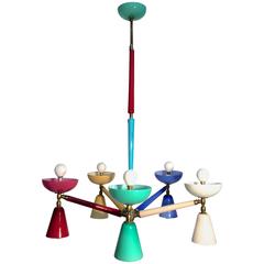 Multicolored Murano Glass Chandelier with Double Cones, Italy