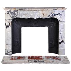 Antique Regence Style Fireplace in Panazeau Marble with Cast Iron Insert