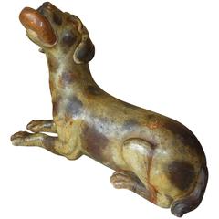 French or Italian Carved and Painted Wood Figure of a Dog, Late 18th Century