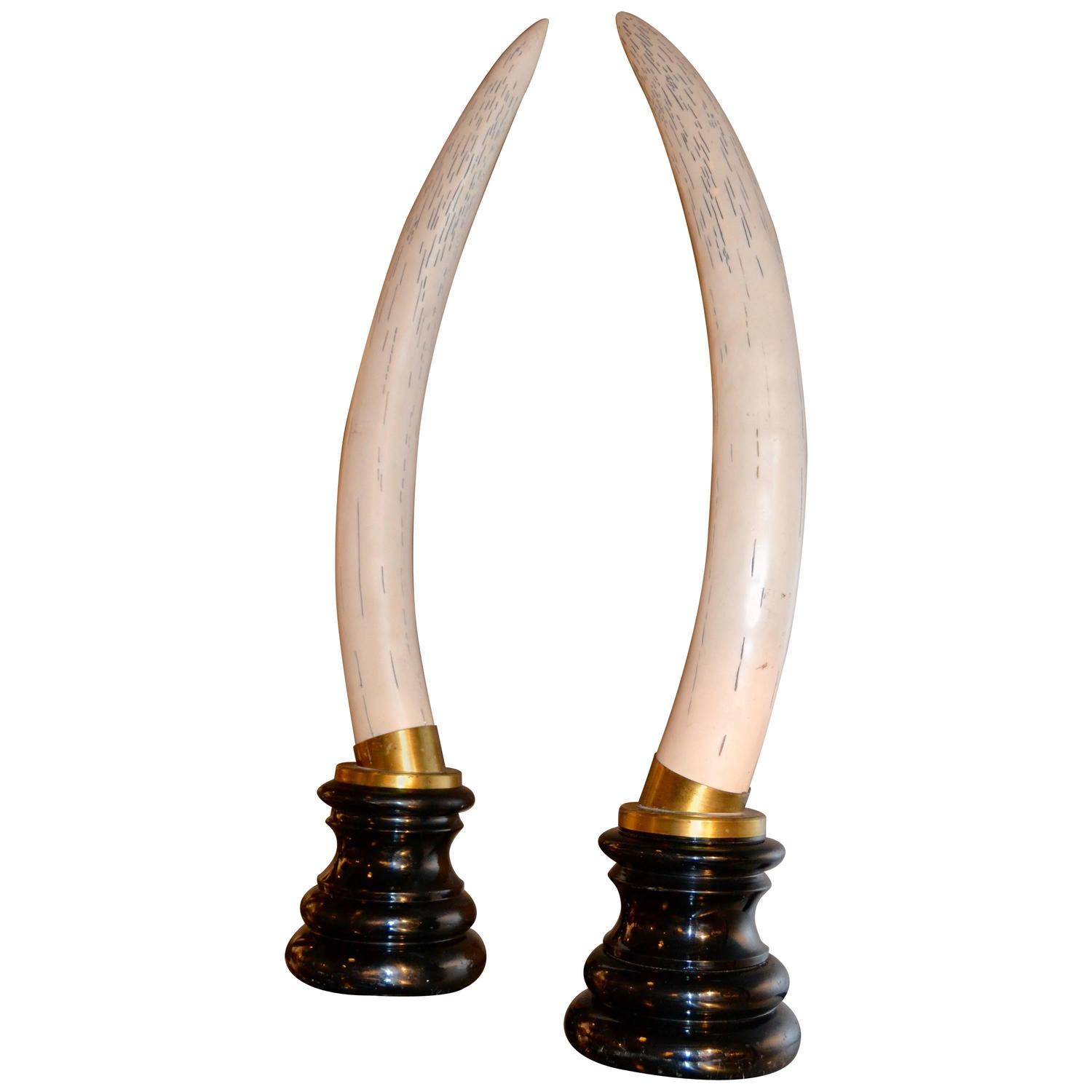 Pair of 1970s Faux Elephant Tusks For Sale at 1stdibs