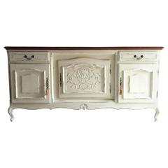 Antique Style Sideboard Credenza French Painted Chic Oak Carved Large