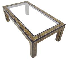 Acid Etched Brass Coffee Table by Bernhard Rohne for Mastercraft, circa 1970s