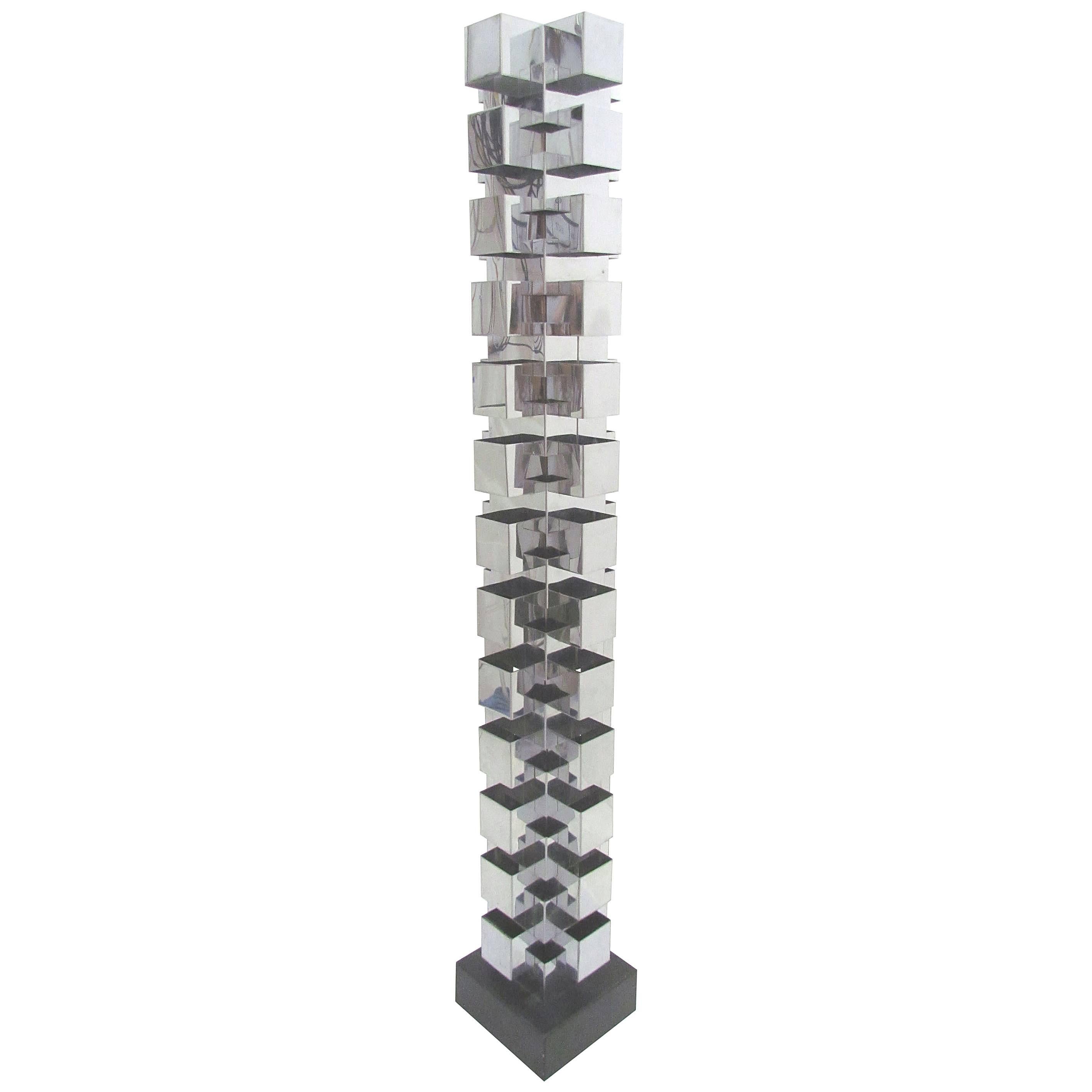 Skyscraper Chrome Tower Floor Lamp by Curtis Jere