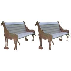 Vintage Pair of Mid-20th Century Colchester Zoo Benches