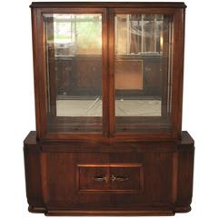 Original Art Deco Mirror Vitrine Made of Dark Walnut 7