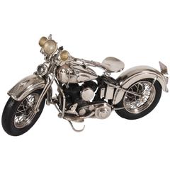 Vintage Silvered Model of a Harley Davidson, Modern