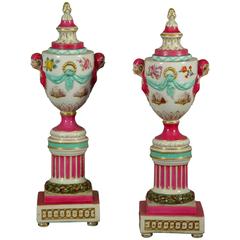 Pair of Polychrome Porcelain Urns 'à Double Usage, ' Mid-19th Century