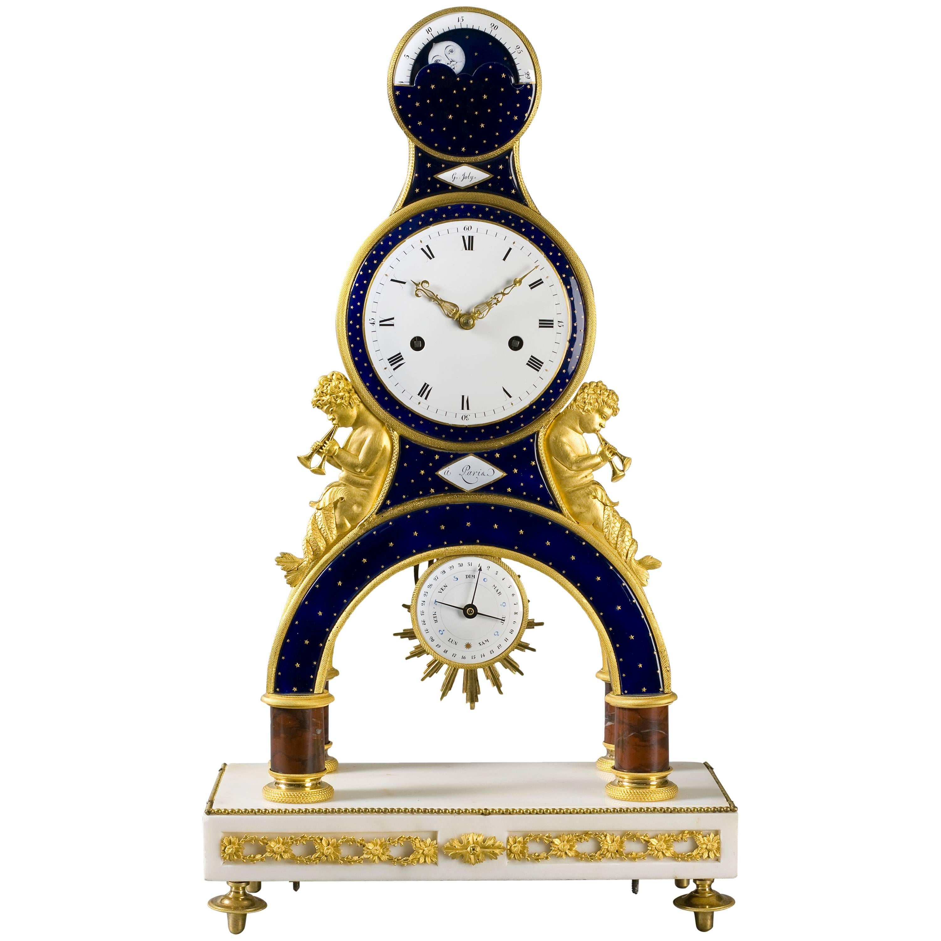 French Directoire Ormolu Skeleton Clock by Gaston Joly, Joly, circa 1795 For Sale