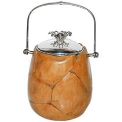Aldo Tura Carved Wood and Silver Plate Ice Bucket for Macabo, Italy, circa 1950