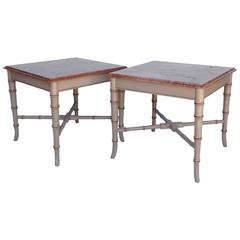 Pair of Faux Bamboo Side Tables