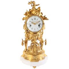 Attractive French Louis XVI Ormolu Sculptural Mantel Clock by J B Balthazar