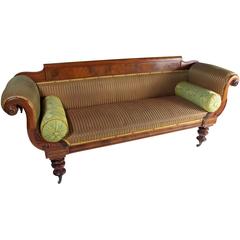 Antique Early 19th Century Regency Carved Mahogany Scroll End Sofa, Settee