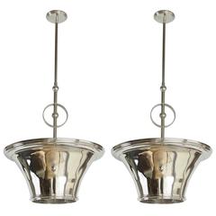 Mid-Century Deco Influenced Pair of Nickel Pendants 9