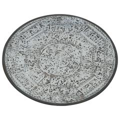 Egyptian Brass Tray Overlay with Silver Designs 11