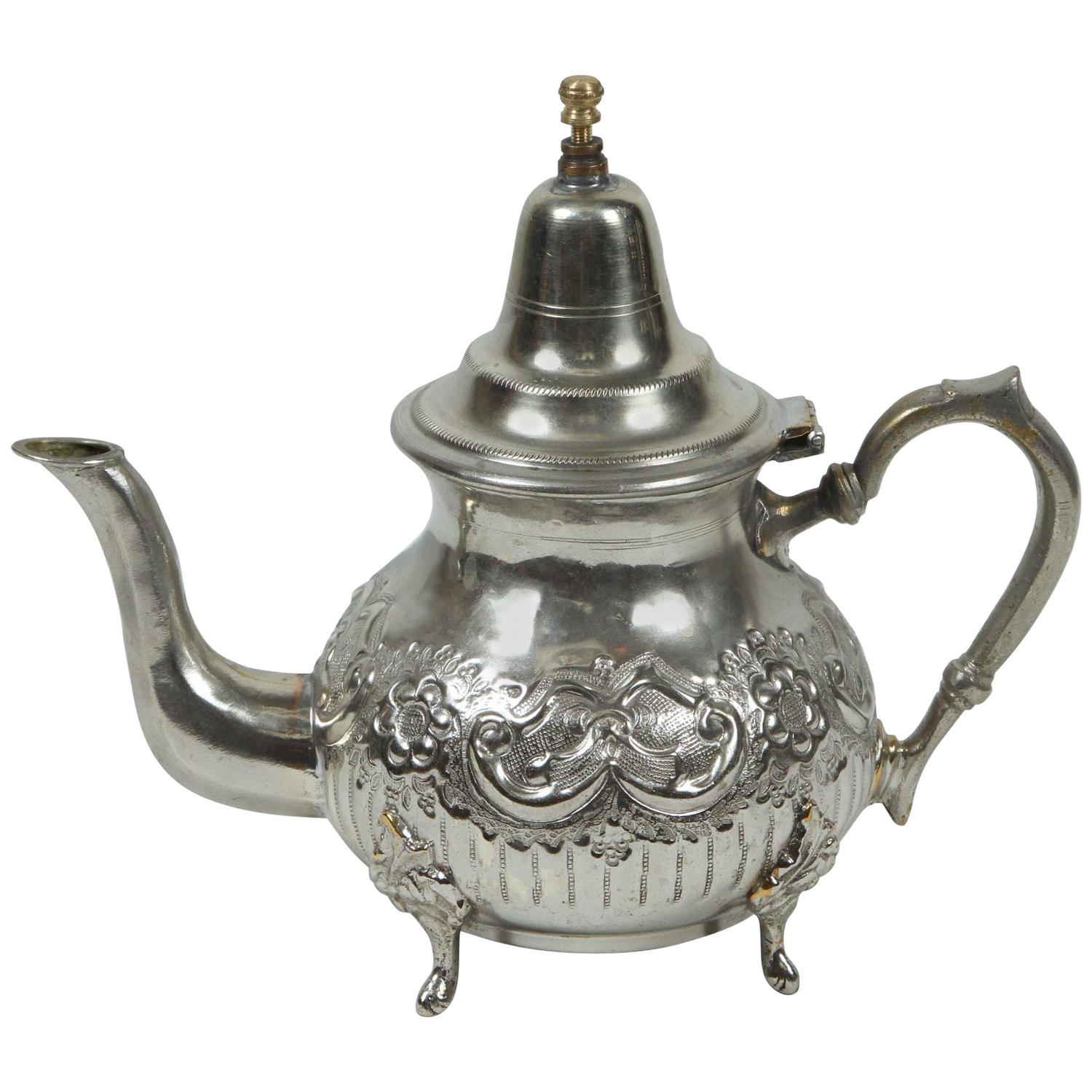 luxurious silver handcrafted teapot Moroccan handmade brass teapot Story | 400 ml 
