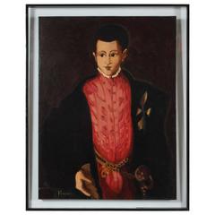 "Young Spanish Man in Black Coat" Oil on Canvas 7