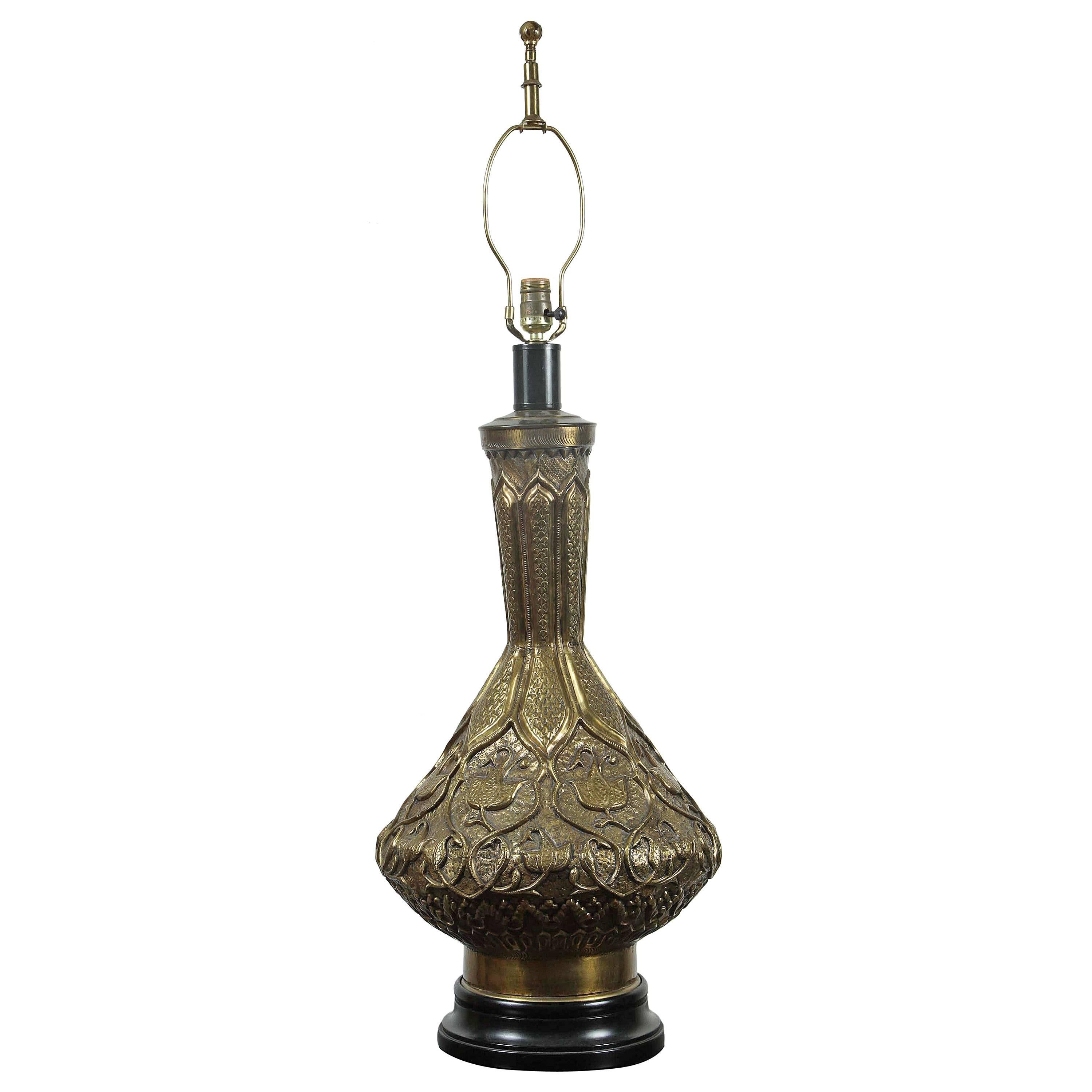 Moorish Indo Persian Brass Table Lamp