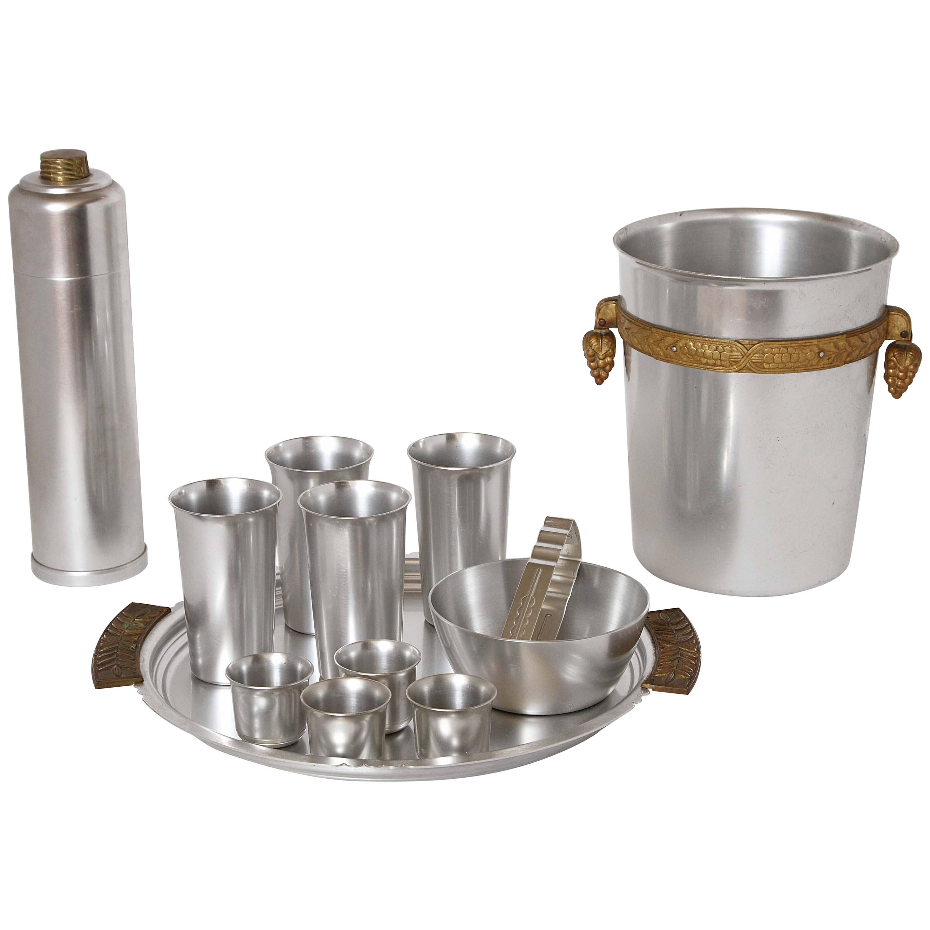 Collection Lurelle Guild Machine Age Aluminum Kensington Cocktail Serving Pieces