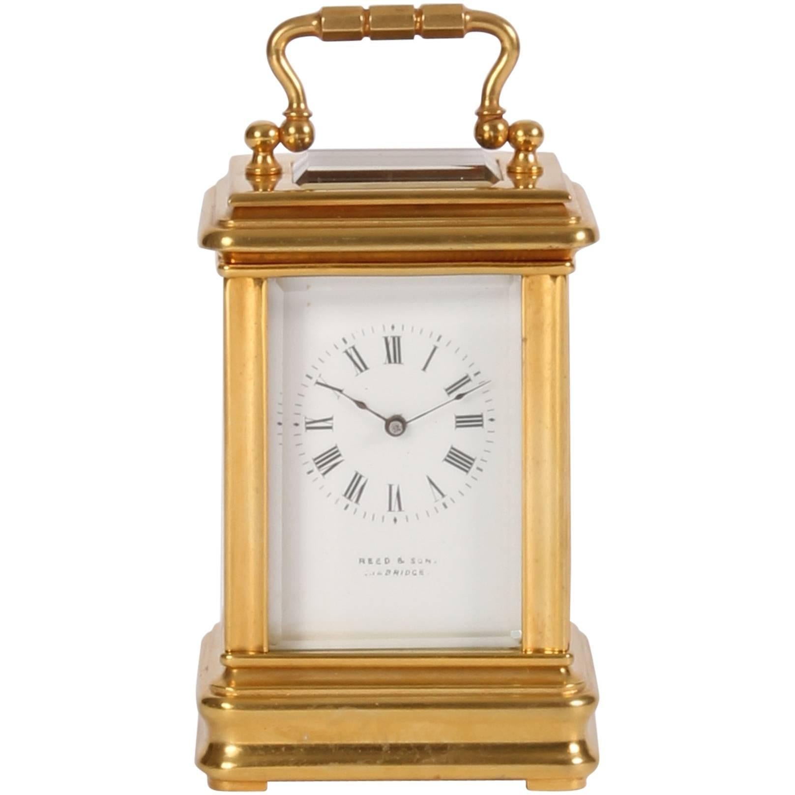 Retailed French Miniature Gilt Brass Timepiece, by Reed & Son, circa 1880 For Sale