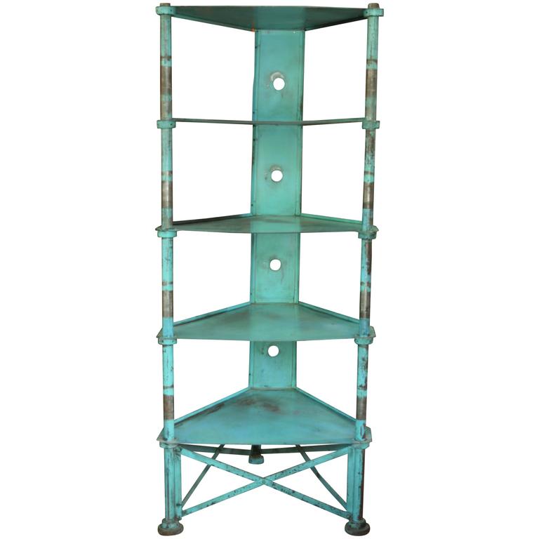 Prouve Style French Blue Steel Shelving Unit For At 1stdibs Prouve Style French Blue Steel Shelving Unit For