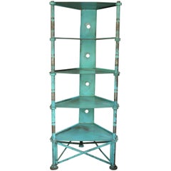 Prouve Style French Blue Steel Shelving Unit