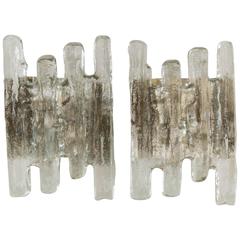 Large Kalmar Ice Glass Sconces (Two Pairs Available) 7
