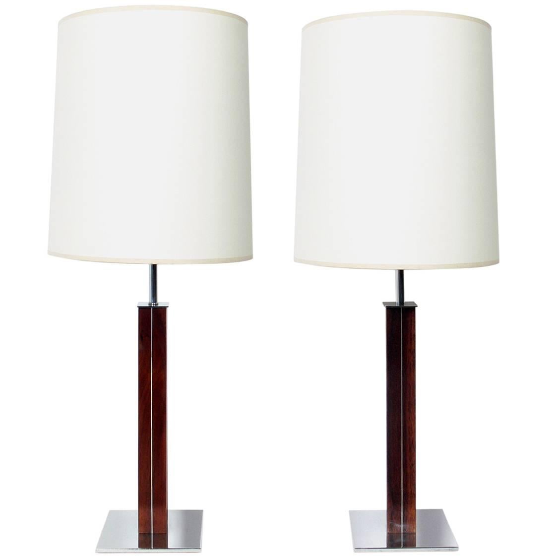 Pair of Clean Lined Architectural Lamps by Walter Von Nessen
